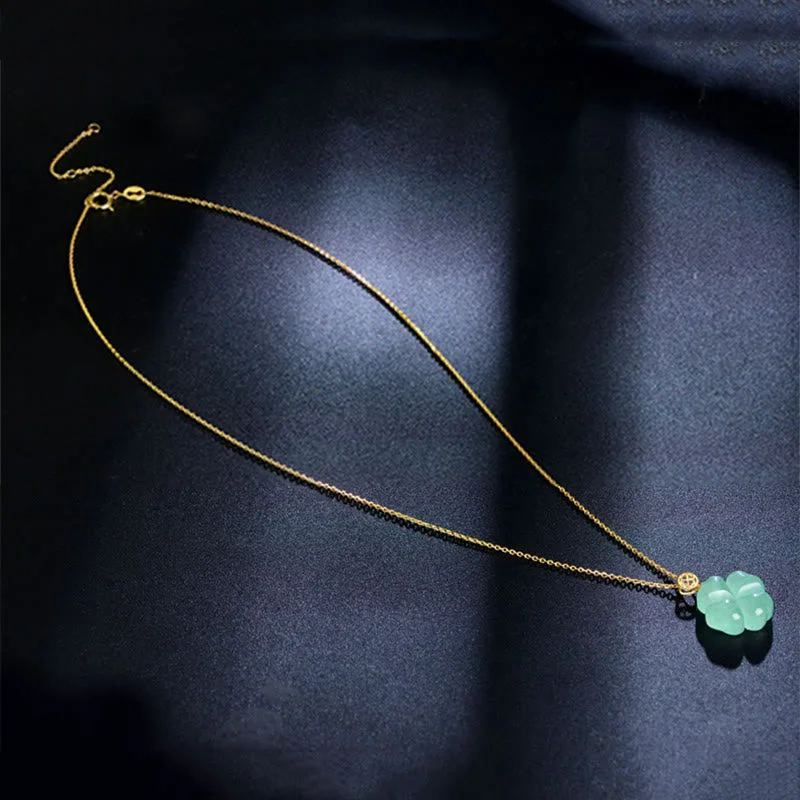 Natural Green Aventurine Four Leaf Clover Luck Necklace Pendant