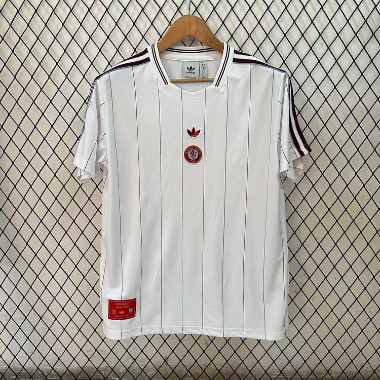 2025-26 Aston Villa Retro White Jersey - Fan Edition