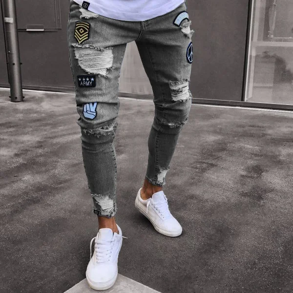 BrosWear Knee Hole Zip Pants