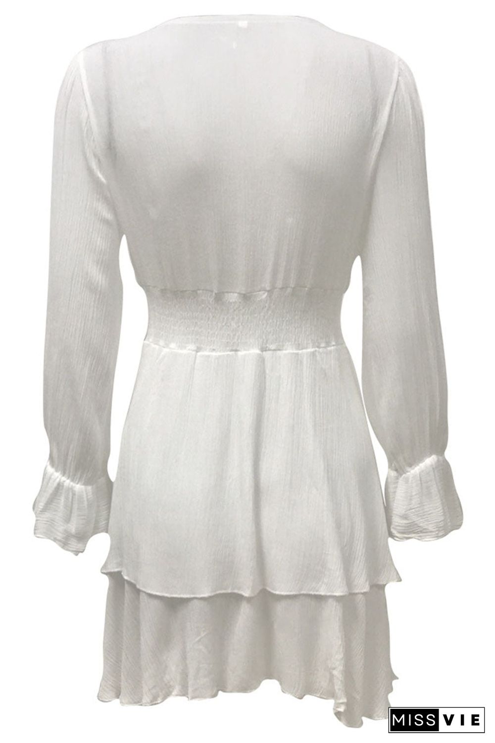 Fashion Street Solid Patchwork V Neck A Line Dresses