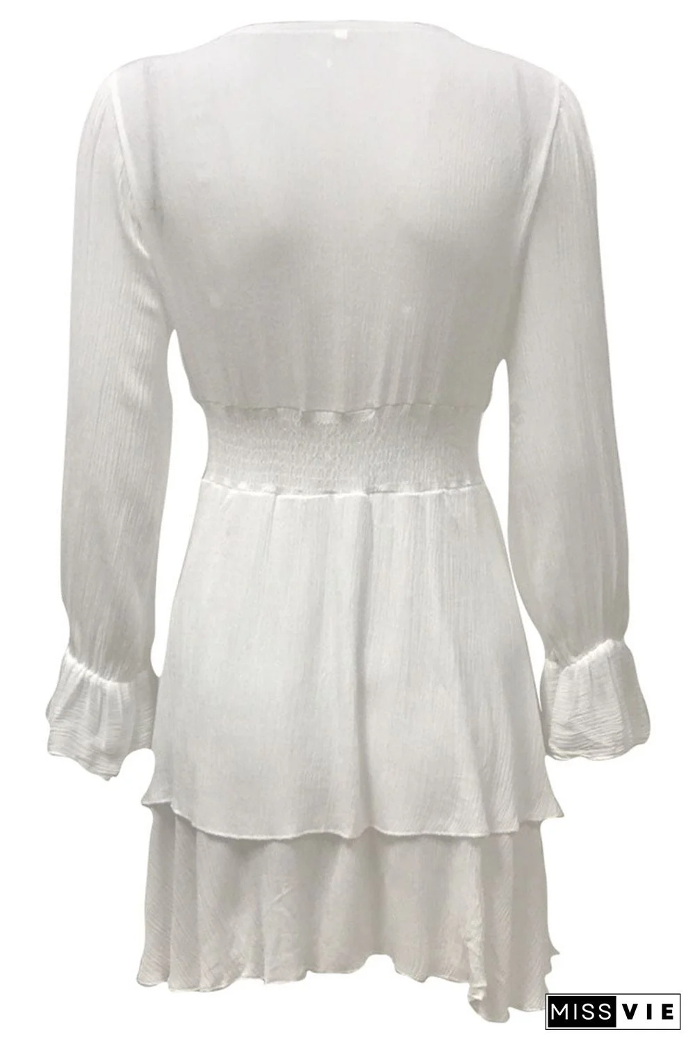 Fashion Street Solid Patchwork V Neck A Line Dresses