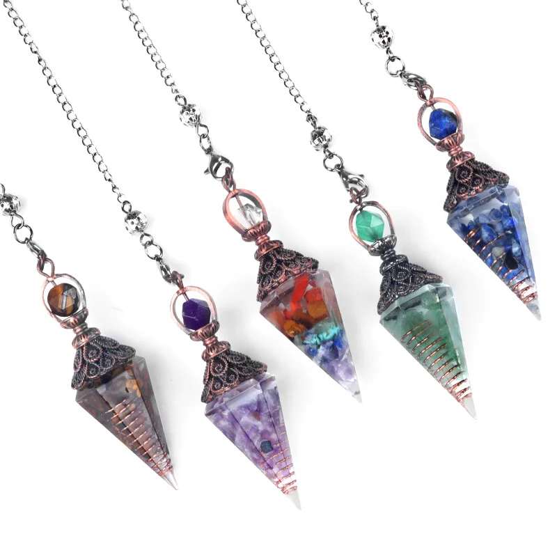 Natural Gemstone Pendulum, Aventurine Amethyst Pendulum, Divination, Dowsing, Meditation, Third Eye Chakra, Intuition Jewelry