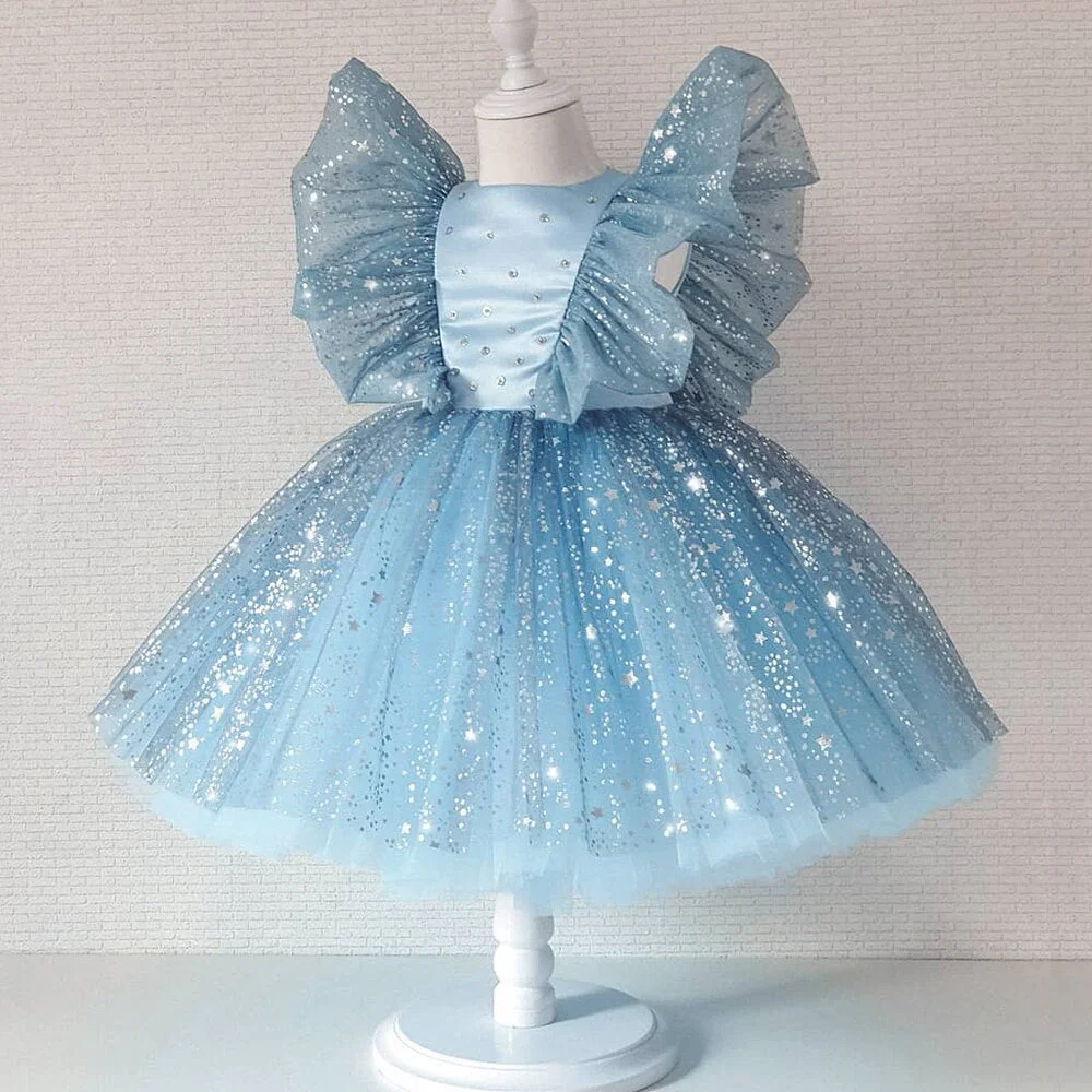 Baby Girl Dress Cute Bow Newborn Princess Dresses for Baby 1 Year Birthday Dress Toddler Infant Party Dress Christening Gown