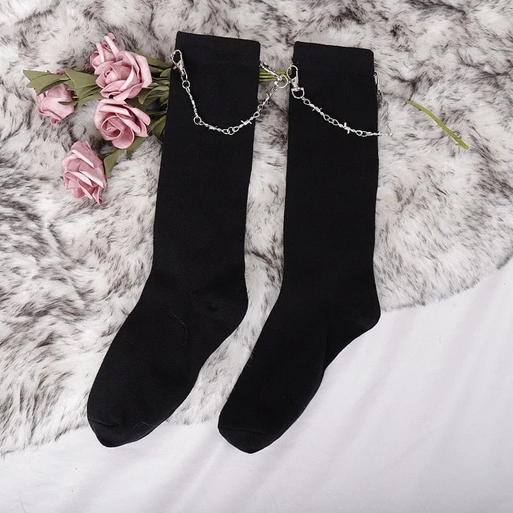 Gothic Punk Black Chain Socks SS2179