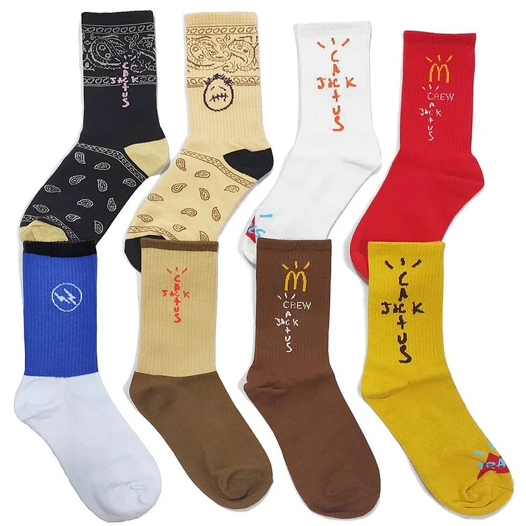 pornhint Pornhint Men socks Travis Scott Skate Crew Socks Men Sport Travis Scott Cactus Jack Bandanas Socks Streetwear Hip Hop gifts for men