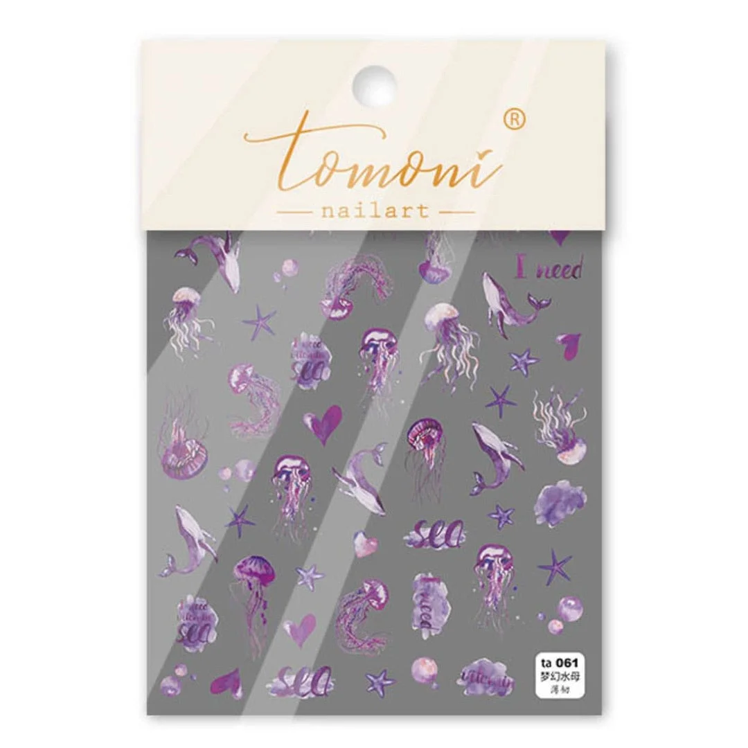 Sea Story Whales Shellfish Seaweed High Quality 3D Engraved Nail Stickers Nail Art Decorations Nail Decals Design