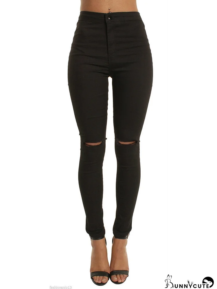 Women Hole Sexy Slim High Waist Pencil Jeans for Women