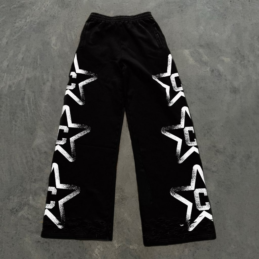 Sopula Artistic Vintage Star Stylish Sweats Flared Trousers - SOPULA