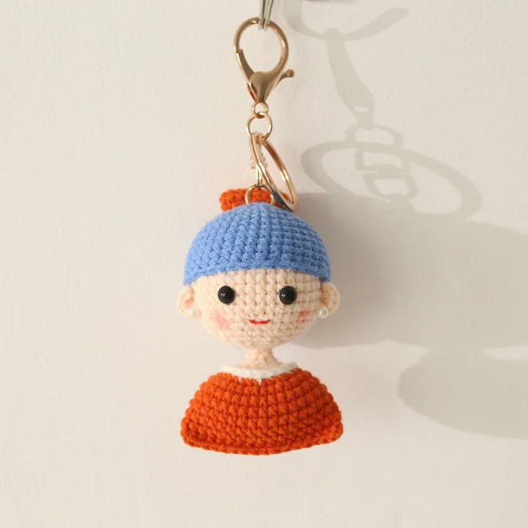 Kawaii Girl with Pearl Earrings Plushies Keychain