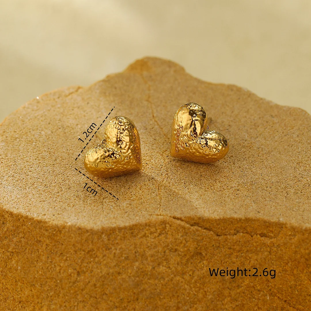 Simple Hollow Heart Titanium Steel Earrings