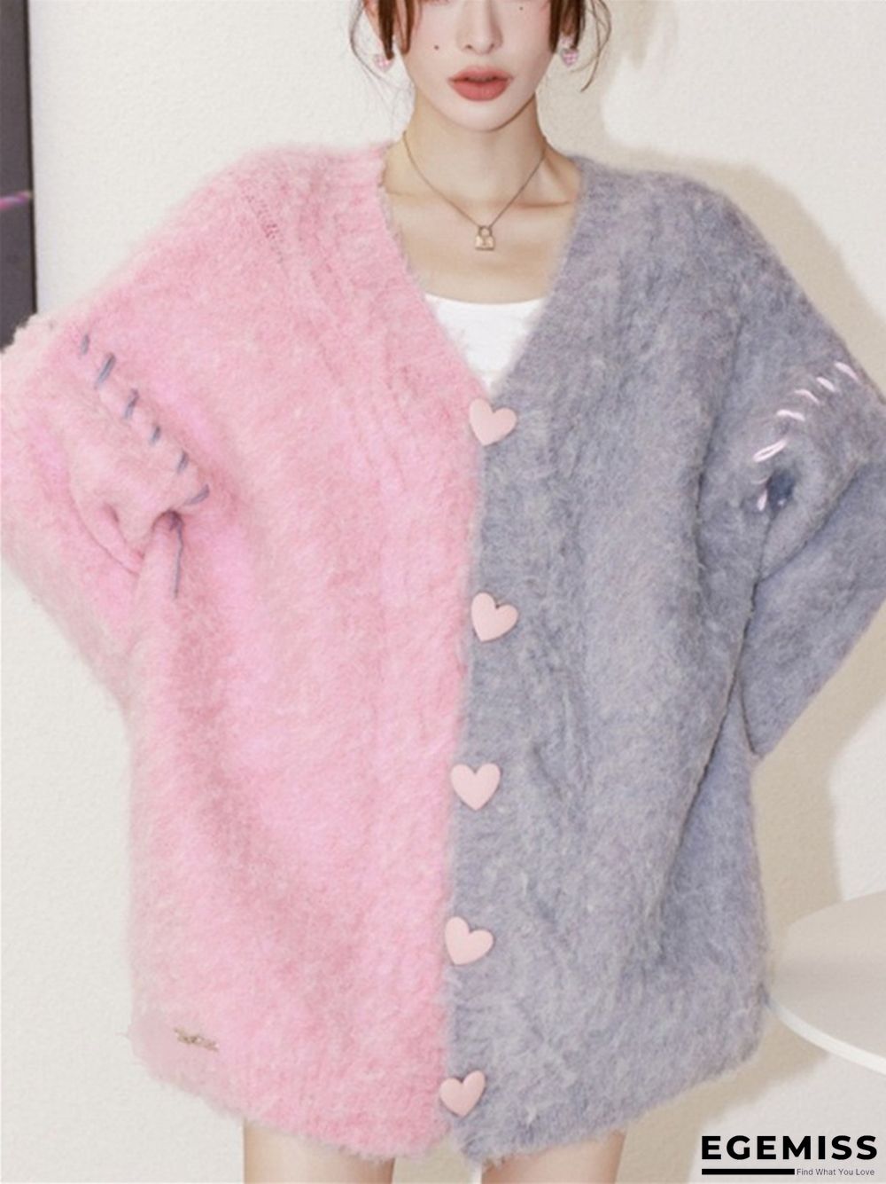 Colorblock Crochet Loose Slouchy Design Knitted Sweater | EGEMISS