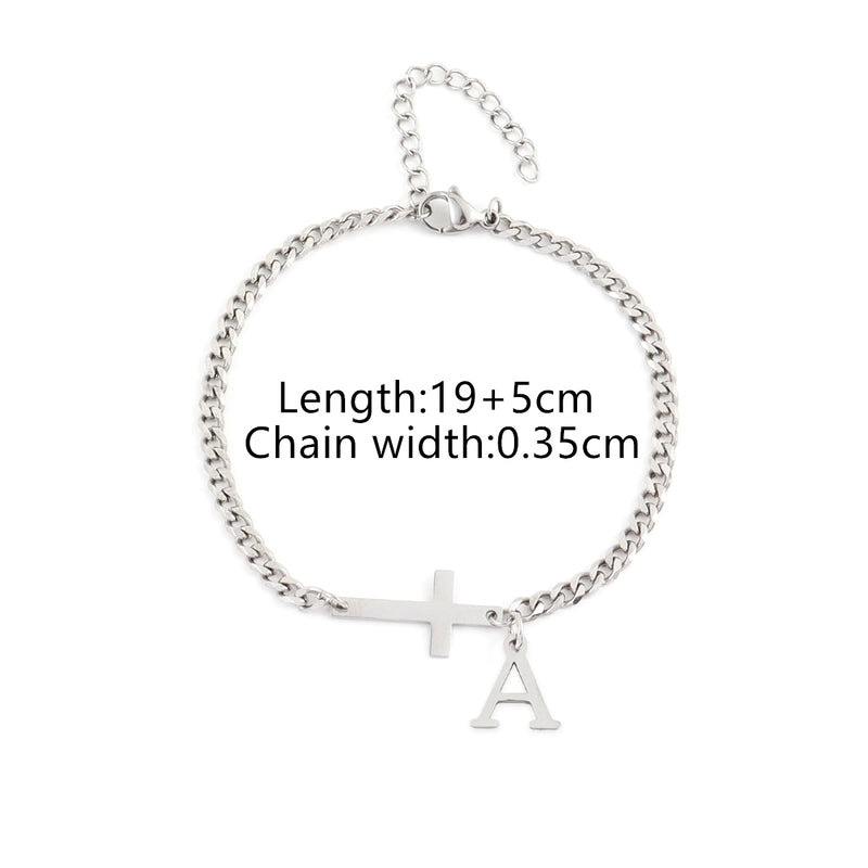 Casual Minimalist Classic Style Cross Letter 201 Stainless Steel 304 Stainless Steel Men’s Bracelets Men Chain Bracelets