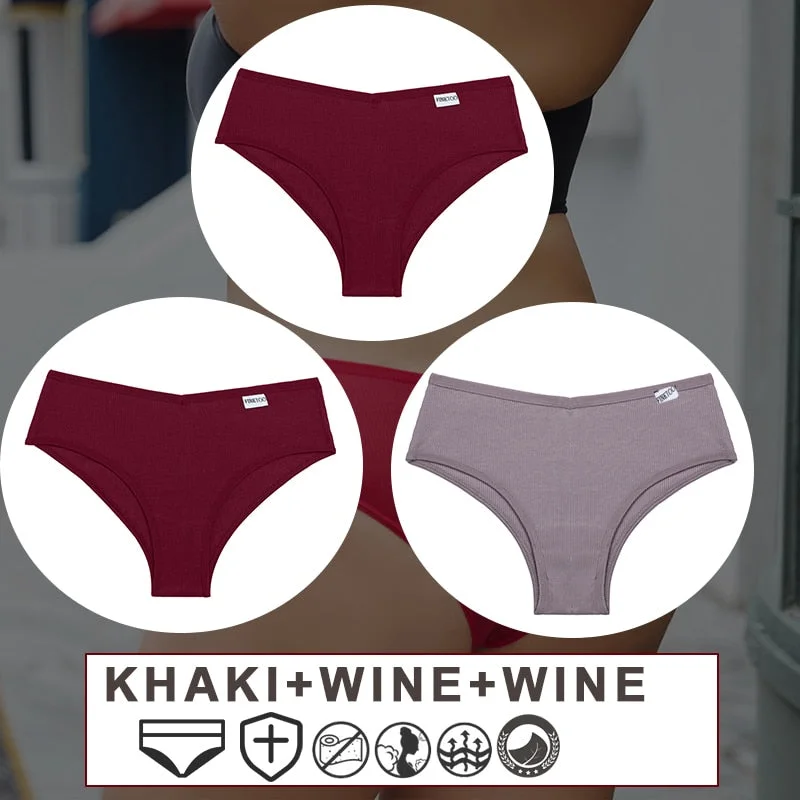 FINETOO 3PCS/Set Women's Cotton Panties Sexy Lingerie Underwear  M-3XL Bikini Thongs Panties For Woman Plus Size Female Briefs