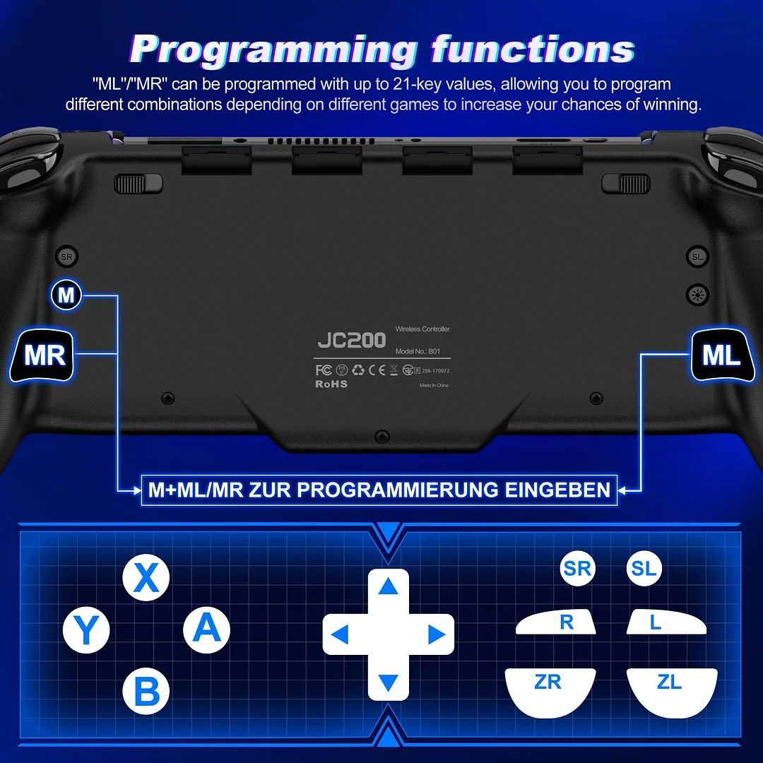 复制Switch Controller for Switch/Switch OLED, QQV One-Piece Joypad Controller Replacement for Switch Pro Controller, Switch Controllers Remote with Adjustable TURBO,RGB