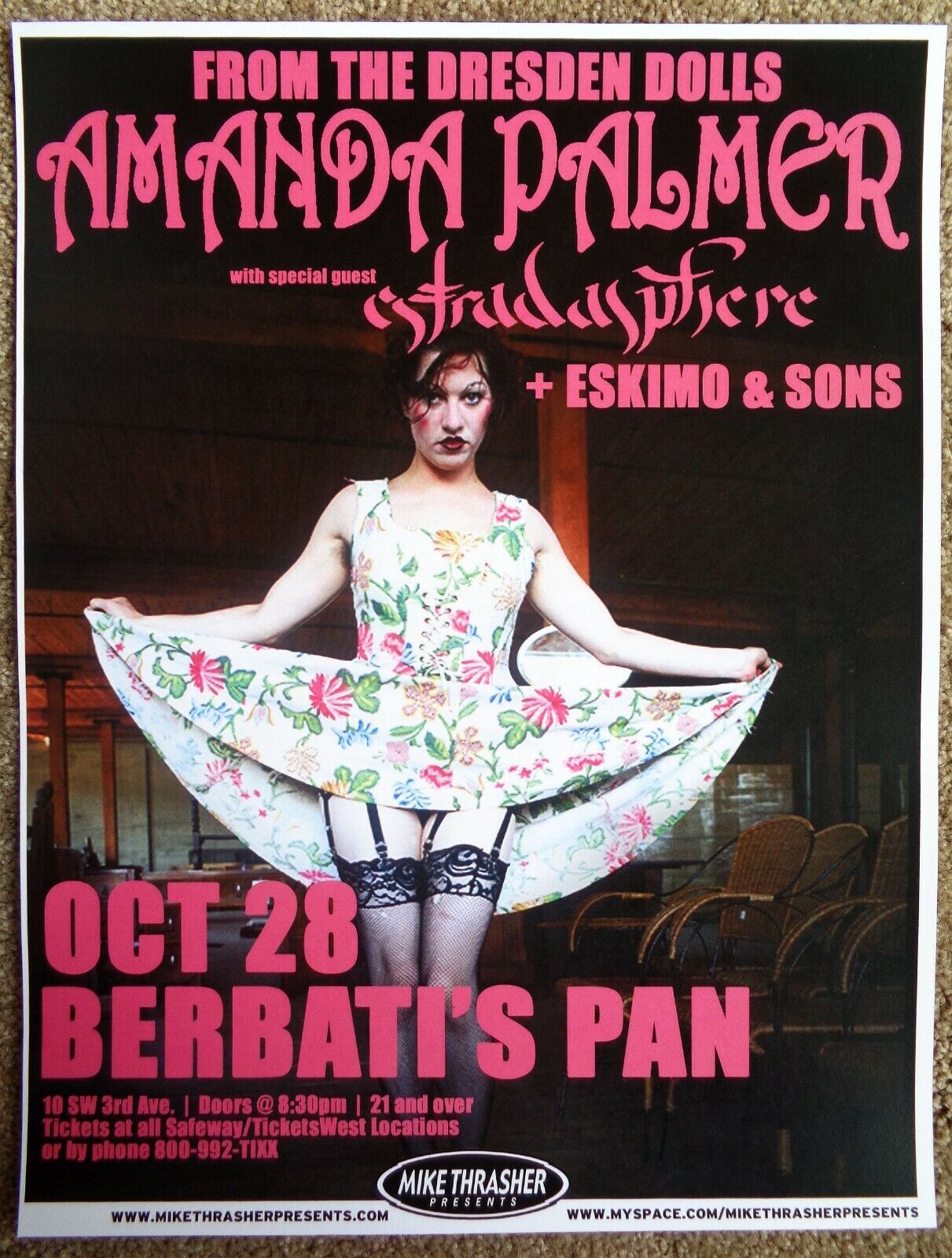 AMANDA PALMER Dresden Dolls 2007 Gig POSTER Portland Oregon Concert (Version 2)