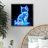 G&eacute;om&eacute;trie particule fluorescente chat-rond foret peinture diamant-40*40cm