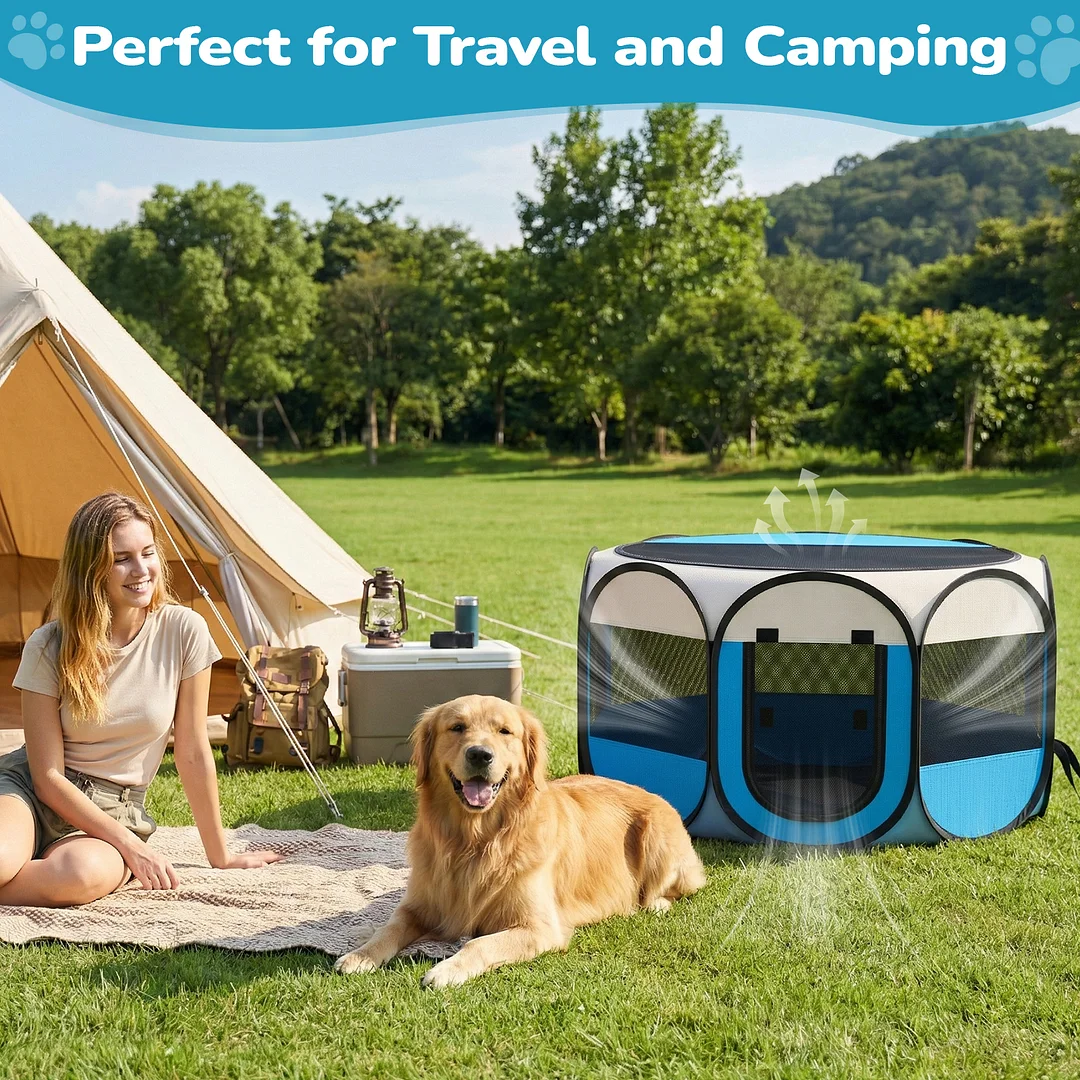  BEBANG Dog Cat Playpen, Dog Crate Tent Cage Indoor/Outdoor, Portable Pop Up Dogs Kennel Playpen for Travel Camping(M)