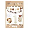 Retro Cream Caramel Cartoon Bunny Bear 0 - 9 Numbers Latex Aluminum Film Balloons Flags Package Kids Birthday Party Decors