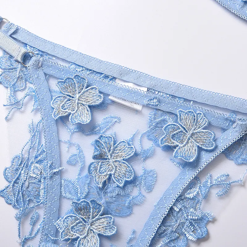 Billionm Sexy Lace Lingerie Set Floral See Through Bra Panty Nightwear Transparent Pink Underwear Women Embroidery Sheer Under Wear Sex