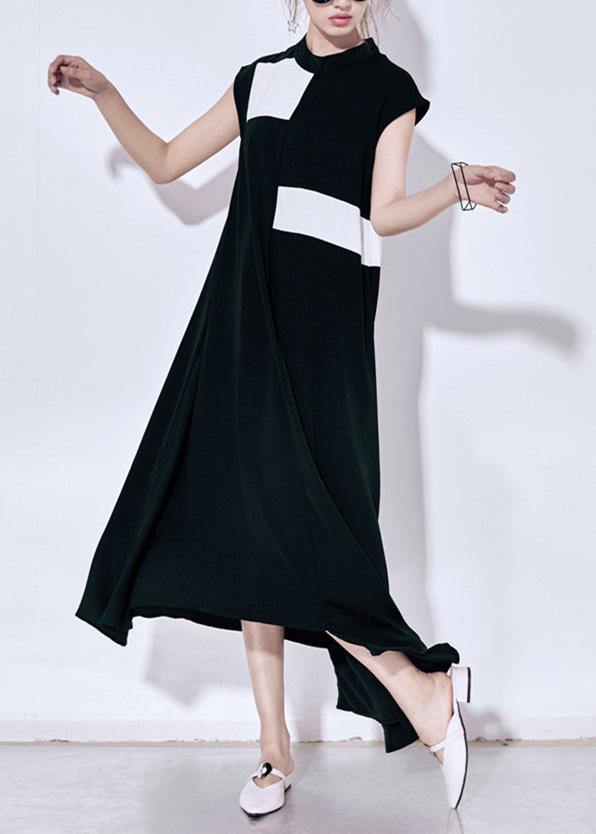 VCSHOES black chiffon Wardrobes Boho Christmas Gifts patchwork big hem Robe Summer Dress