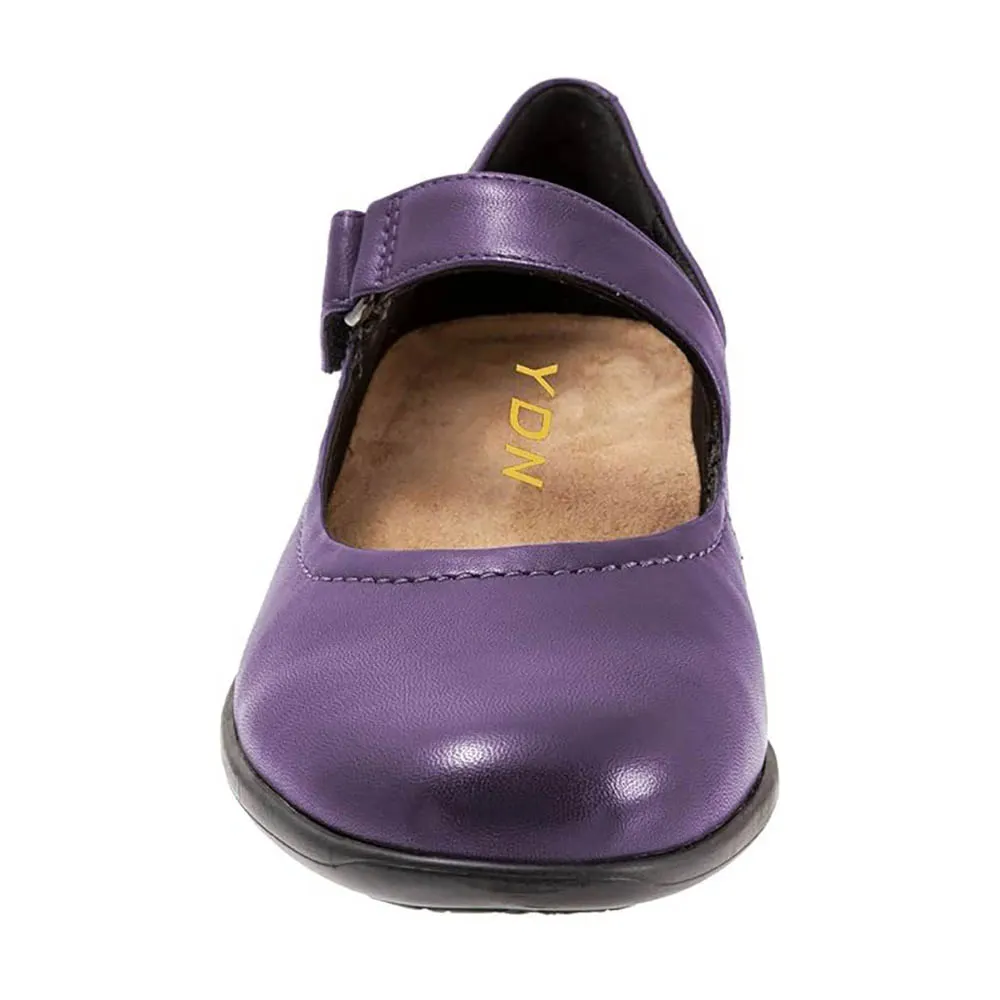 Women's Retro Round Toe Velcro Purple Mary Jane Shoes Heels