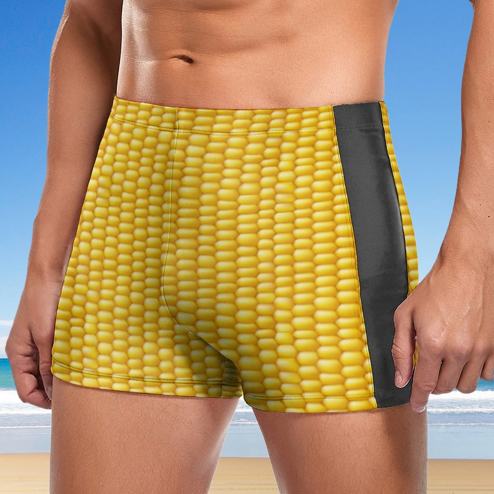 SFNEEWHO Corn Cob Background Swim Brief Square Leg Mens Board Shorts ...