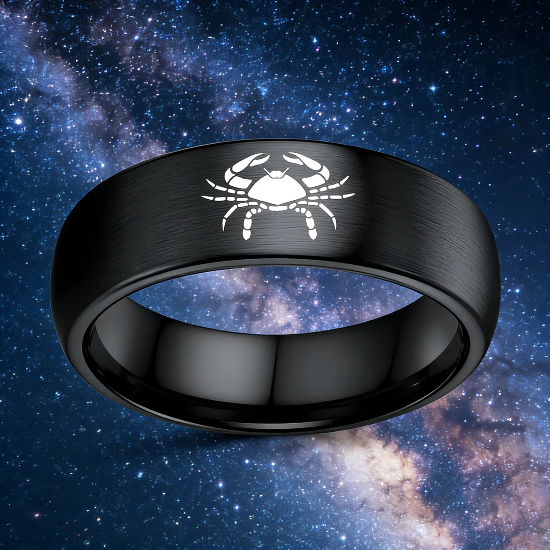 Black Cancer Couples Dome Tungsten Carbide Rings Prints Laser Design Domed Tungsten Wedding Bands 4MM 6MM 8MM
