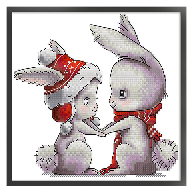Bunny Couple 14CT Stamped Cross Stitch 20*19CM