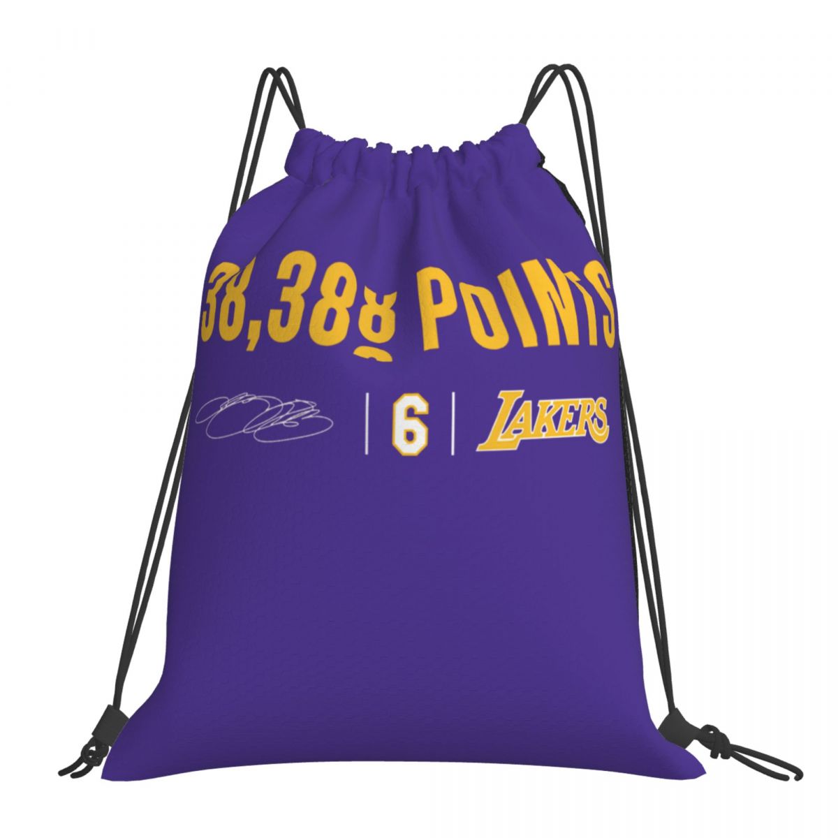 Los Angeles Lakers #6 LeBron James NBA Career Scoring Record Foldable Sports Gym Drawstring Bag