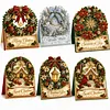 6pcs DIY Christmas Wreath Pearl Art Diamond Painting 3D Greeting Card
