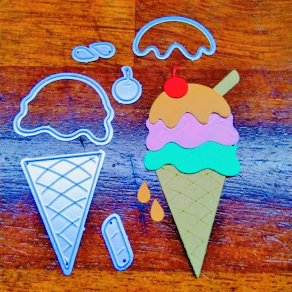 Ice Cream Metal Cutting Die Stencil Template for DIY Embossing Paper Photo Album Gift Cards Making Scrapbooking Craft New Dies