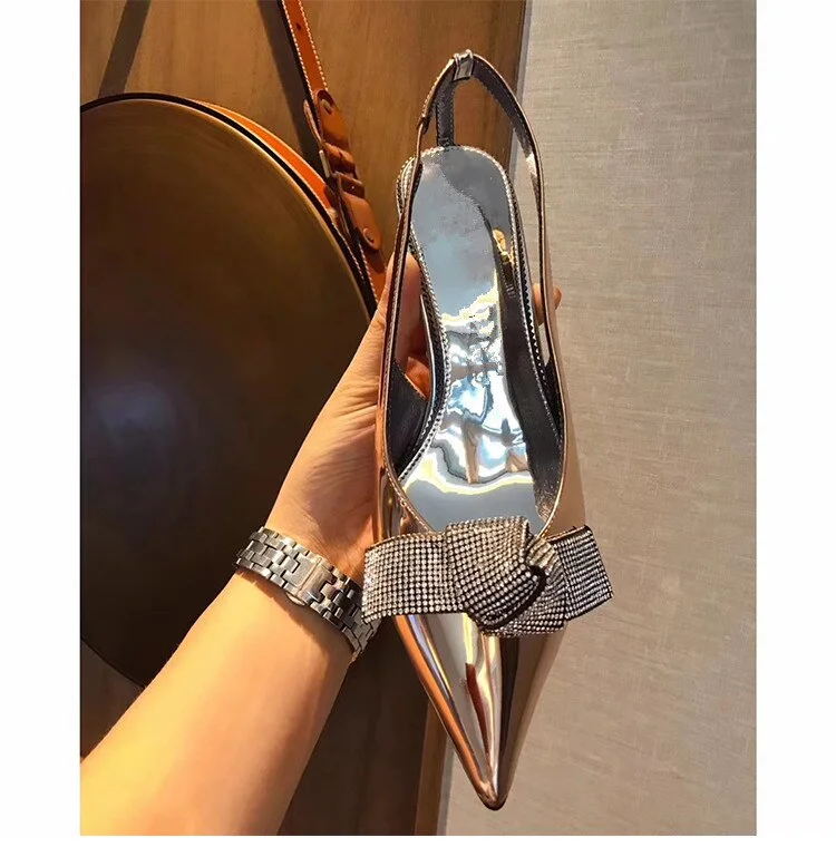 2020 Brand Slingback Women Pumps Luxury Rhinestones Butterfly Party Wedding Shoes Elegant  High heels Summer Prom Shoes Sandals