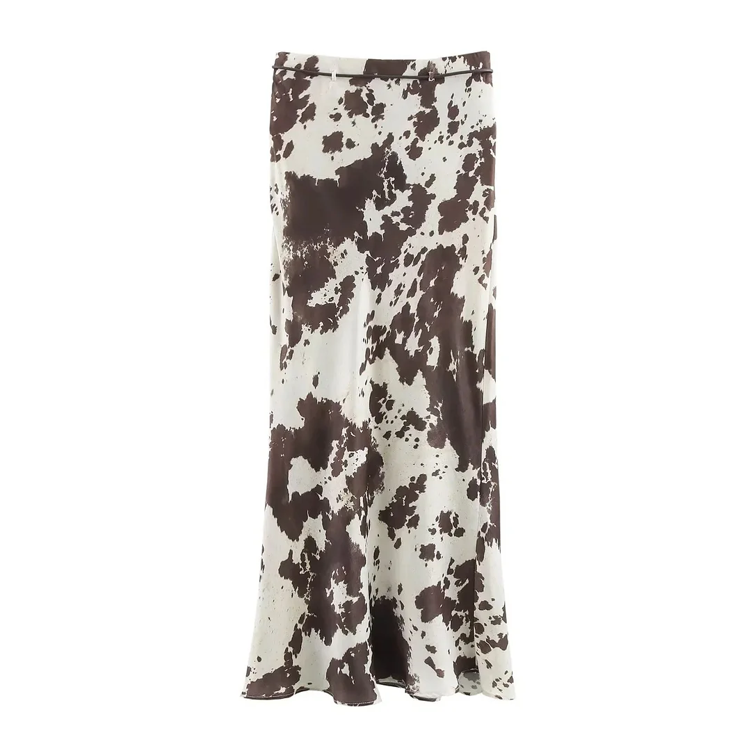 Nigikala Nigikala Women's INS Explosion Animal Printed Shirt + With Belt Silk Styt Dress Set