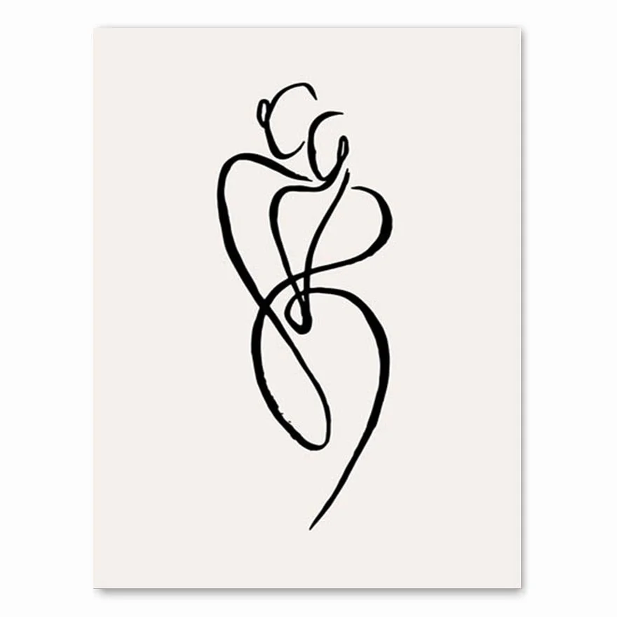 Abstract Line Canvas Black White Wall Art Minimalist Print Painting Nordic Poster Woman Body Picture Modern Living Room Decor