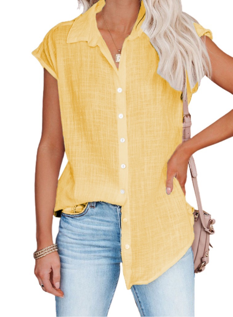Vinaxco Summer New Solid Color Single Breasted Lapel Shirt Sleeveless Loose Top 2025 Women Casual White Cardigan Blouse Femme Blusas
