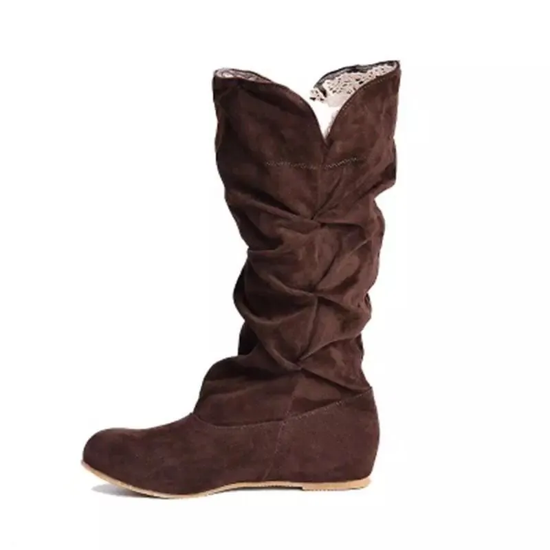 Yyvonne Hot Size 42 Yards 43 Yards Flat Bottom Boots Women's Autumn And Winter New Lace Lace Women Boots Shoes