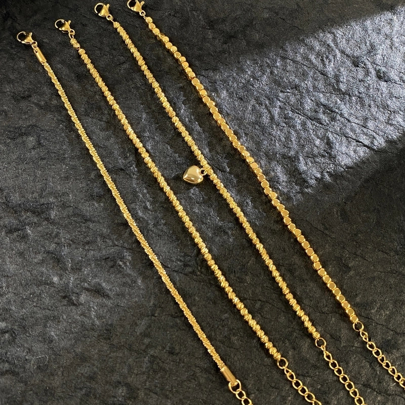 Minimalist Heart Shape Solid Color Titanium Steel 18K Gold Plated Bracelets In Bulk