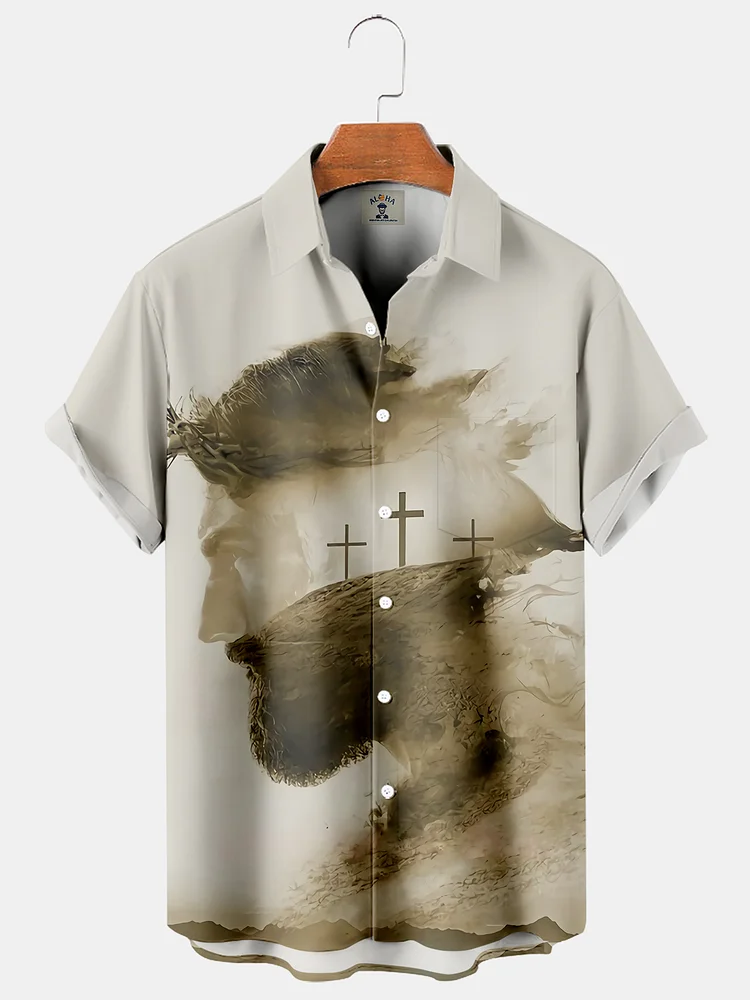 Easter Casual Loose Men's Plus Size Short-Sleeved Shirt