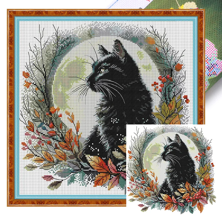 『Joy Sunday』Cat - 14CT Stamped Eco-Friendly Cotton Thread Cross Stitch(35*35cm)(Backstitch)