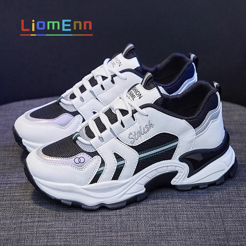 Women's Chunky Sneakers Women Shoes 2021 Fashion Korean White Casual Running Sport Shoe Platform Vulcanized Tennis Basket Femme