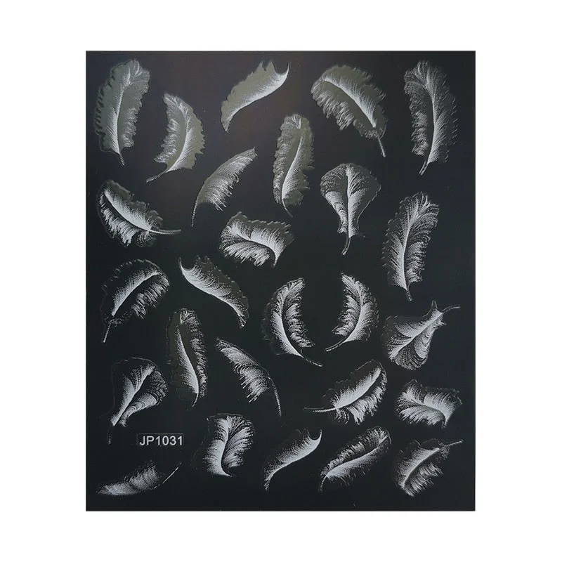 5D White Nail Sticker Rose Flower Engraved Embosse Design Transfer Decals Slider Wraps DIY Nail Art Decoration Accessories