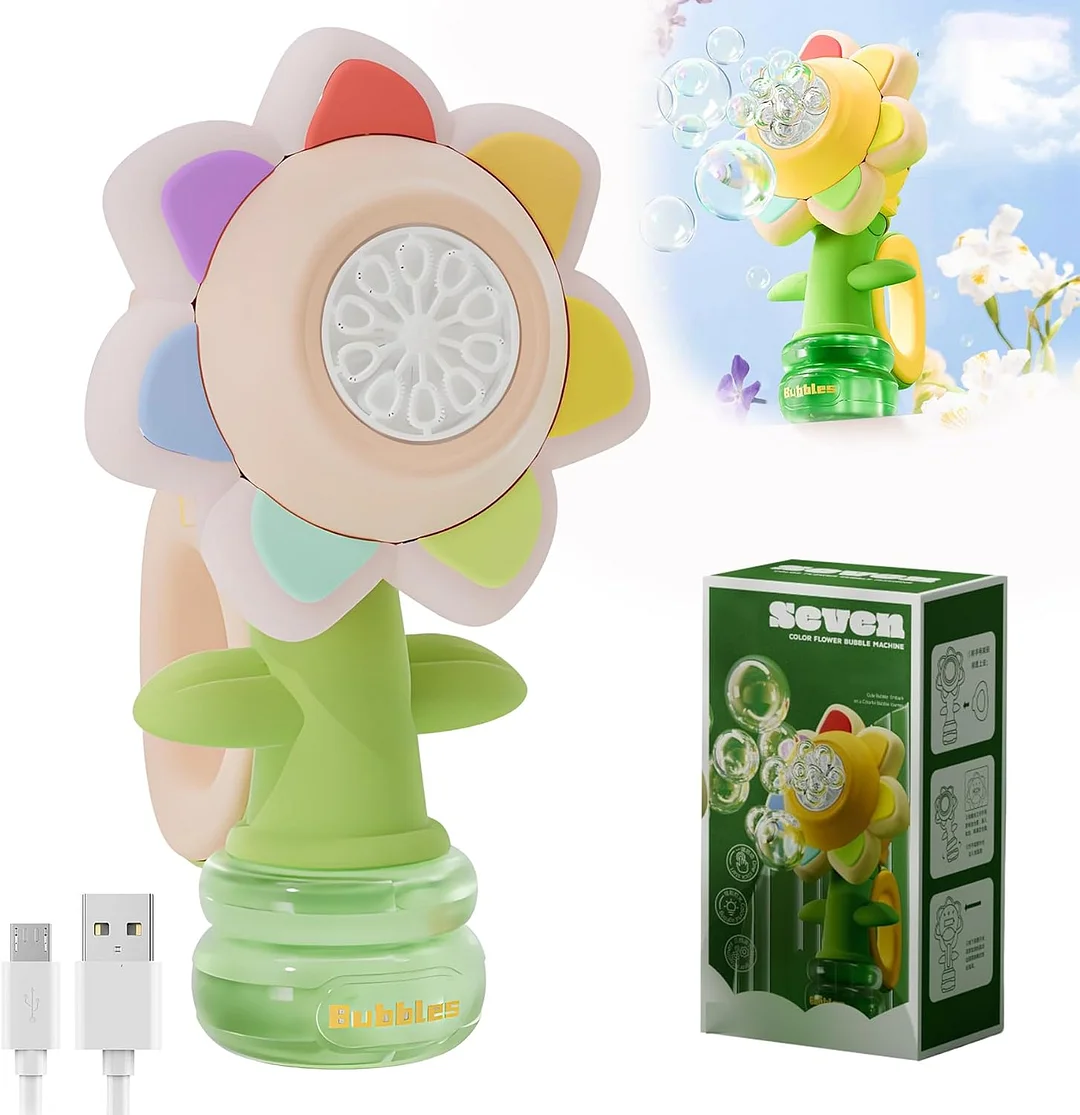 Sunflower Bubble Bath Toy, Flower Bubble Machine for Bath, Rechargeable Fun Swing Dance Bubbles Maker Machine Blower 