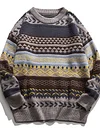 Multicolor Shift Tribal Vintage Floral-Print Sweater