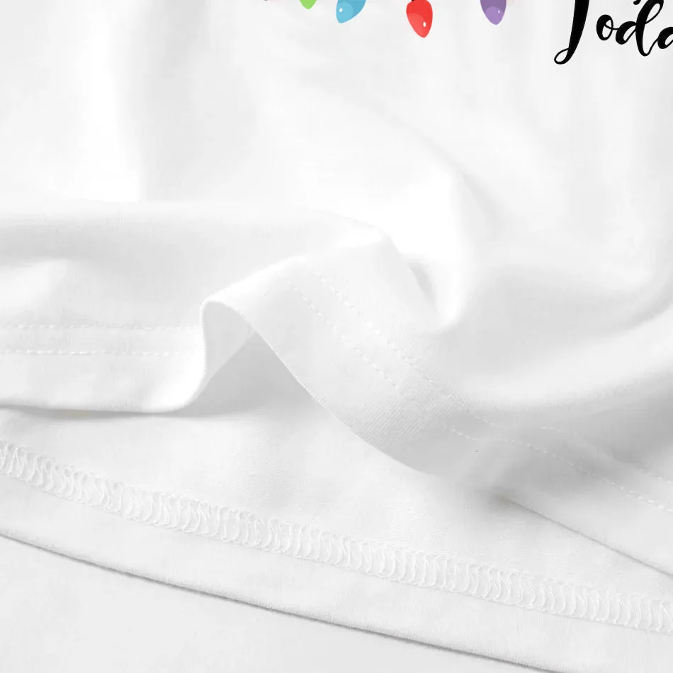 Christmas Green Cartoon Pettern And Red Letter Pattern Print White Top And Red & Black Plaid Pants Family Matching Pajamas