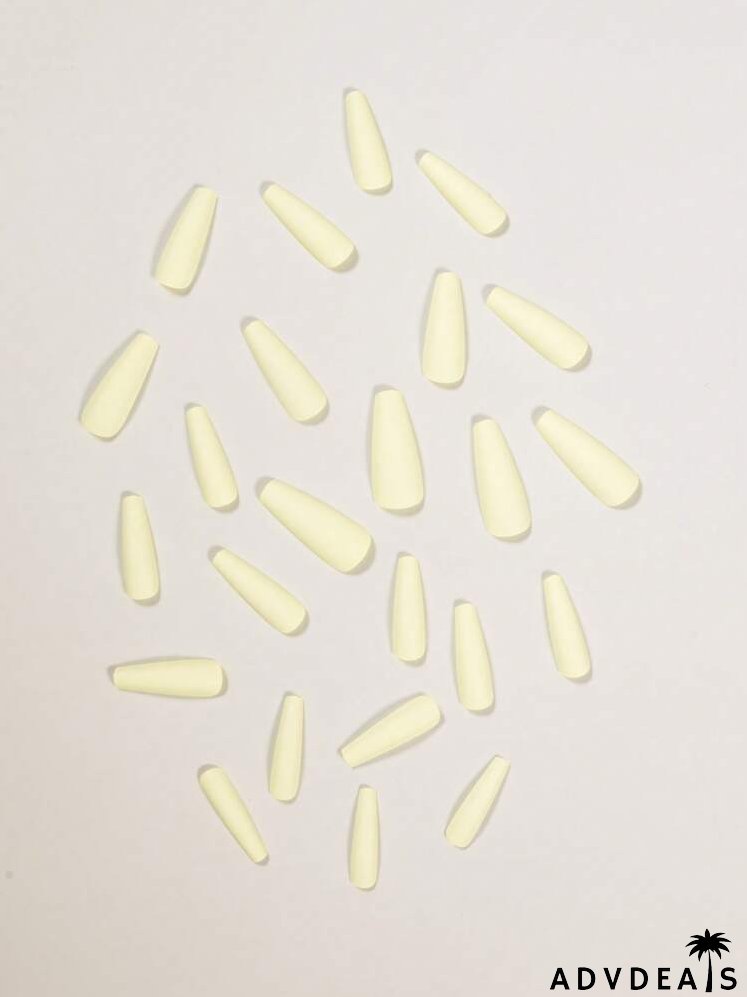 24pcs Solid Fake Nail & 1sheet Tape & 1pc Nail File