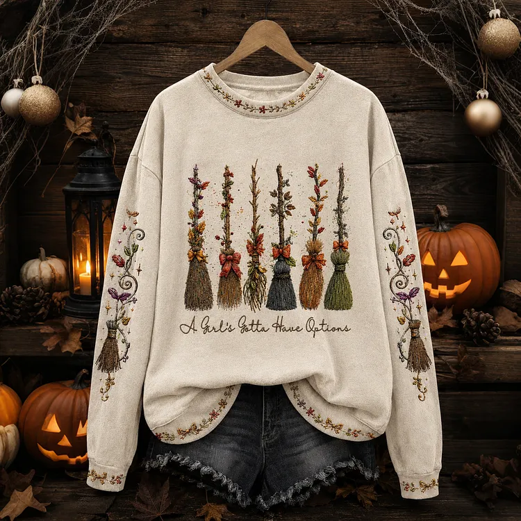 Women's Halloween Art Print Casual Sweatshirt