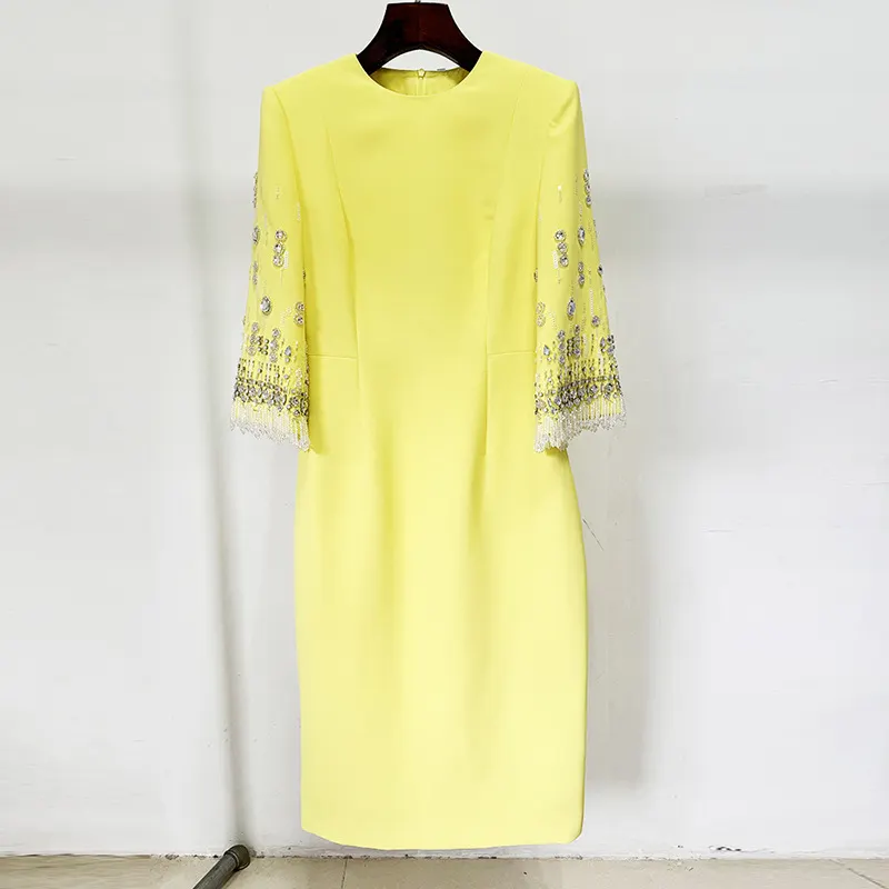 Nigikala Nigikala Spring And Summer New Star Fashion Heavy Industry Nails And Pearls Drill In The Long Dress