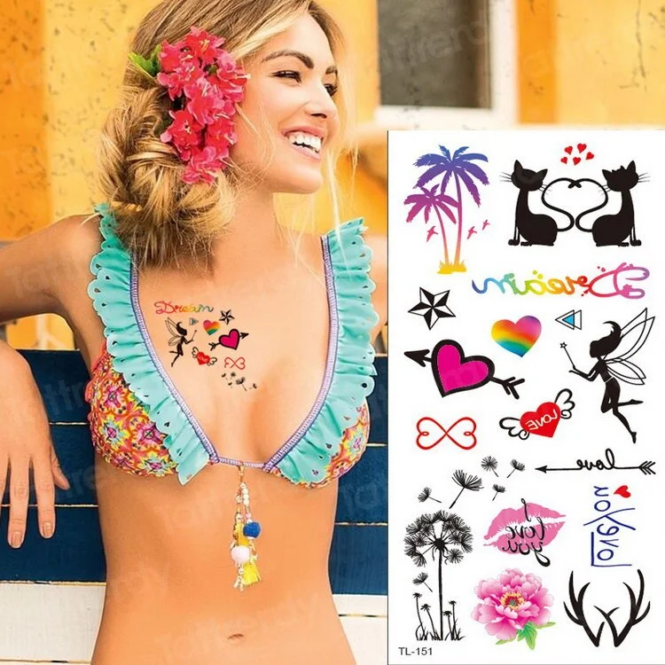 temporary tattoo sexy tattoo kiss love tattoo sticker woman tatoo fake waterproof temporary tattoos for girls bikini body art