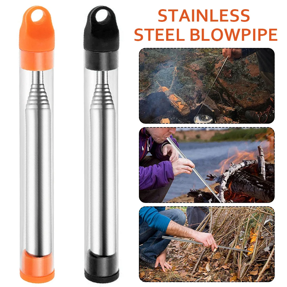 Blowing fire stick picnic foldable stainless steel