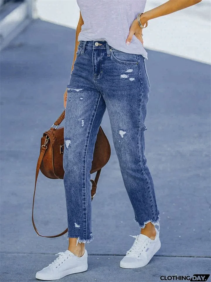 Fashion Skinny Women's Ripped Stretchy Denim Jeans